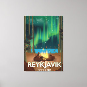 Toile Poster du Vintage voyage du camping Reykjavik