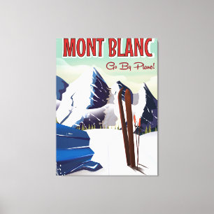 Toile Poster du voyage de ski vintage Mont Blanc