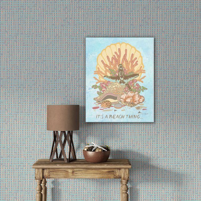 Toile Poster Turquoise et violet de Sea Shore Beach (Créateur téléchargé)