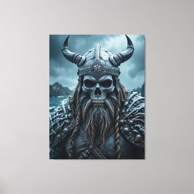 Toile Poster viking Norse Imaginaire foncé avec casque à (Recto)