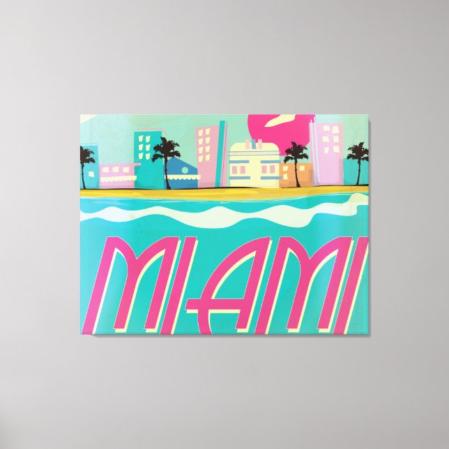 Toile Poster vintage des années 1980 à Miami (Recto)