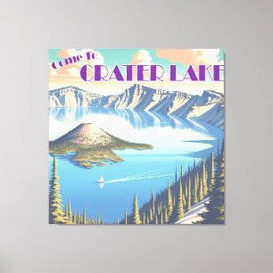 Toile Poster vintage du lac Crater