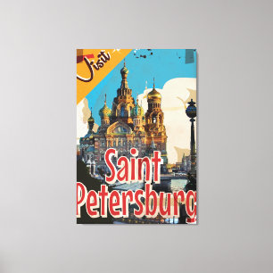 Toile Poster Vintage voyage de Saint-Pétersbourg, Russie