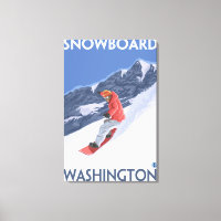 Poster Vintage voyage Washington Snowboard