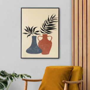 Toile Pots Boho Terracota, Étiqueté Grande Finition