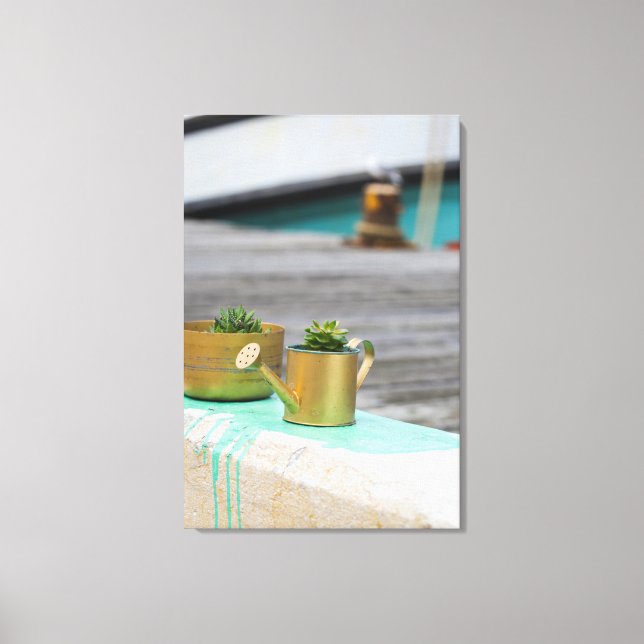 Toile Pots Rustiques Golden Paint Turquoise Running (Recto)