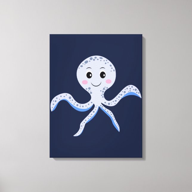 Toile Poulpe sous le motif pour enfants de la mer (Recto)