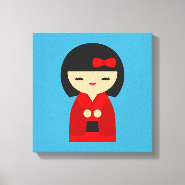 Toile Poupées japonaises Red Kokeshi (Recto)