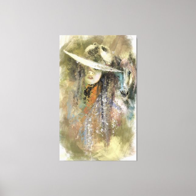 Toile pour femme et cheval Imprimer - Peinture (Recto)
