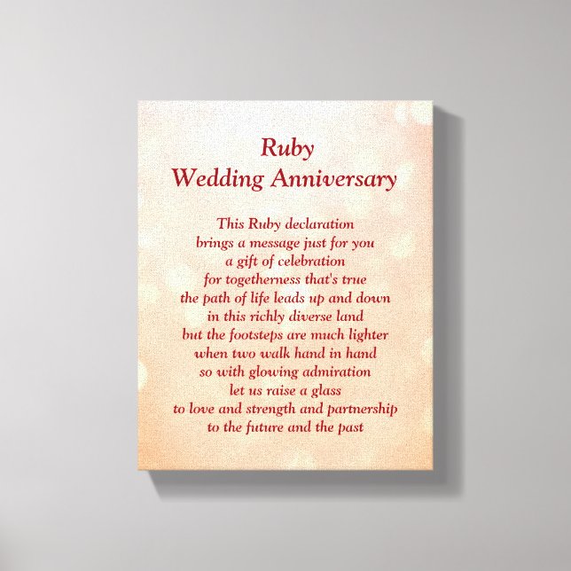 Toile pour l'anniversaire du Mariage Ruby (Recto)