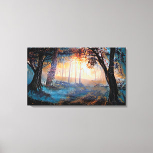 Toile Poussin rayonnant dans la forêt