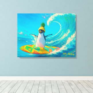 Toile PP the Penguin – Surfing the Wave
