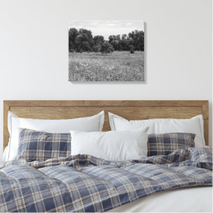 Toile Prairie encore, ciel nuageux