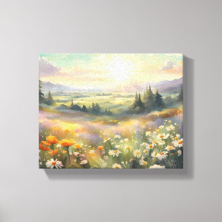 Toile Pré au lever du soleil