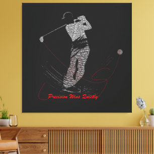 Toile Précision Gagne Silencieusement Golf Mot Art