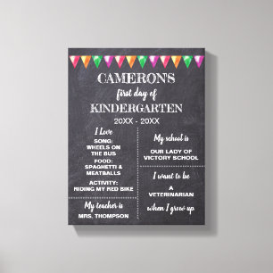 Toile Premier jour de jardin d'enfants Chalkboard à prop