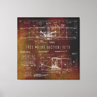 Toile Premier vol Wright Bros Plan d'avion 1903