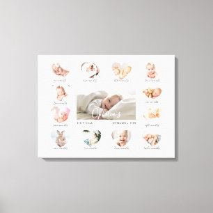Toile Première année de bébé Coeur photo Keepsaké Collag