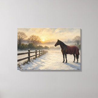 Toile Première Lumière sur la Clôture de Paddock Cheval