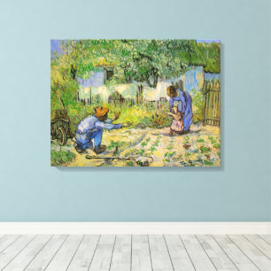Toile Premiers Pas (d'après Millet) de Vincent van Gogh