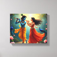 présentant des peintures spirituelles de Radha Kri
