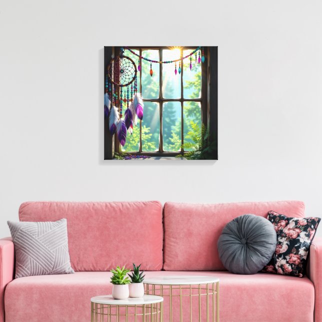 Toile Pretty Boho Purple Dreamcatcher in Window   (Insitu(Salon))