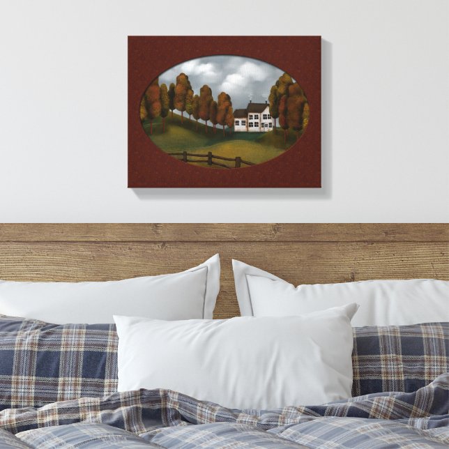 Toile Prim Saltbox House Hills and Trees Beautity (Insitu(Chambre))