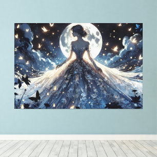 Toile Princesse fée au clair de lune, robe céleste