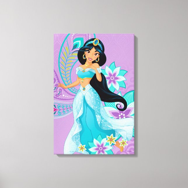 Toile Princesse Jasmine avec plumes et fleurs (Recto)