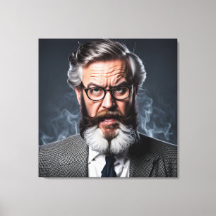 Toile Professeur fou fou avec barbe