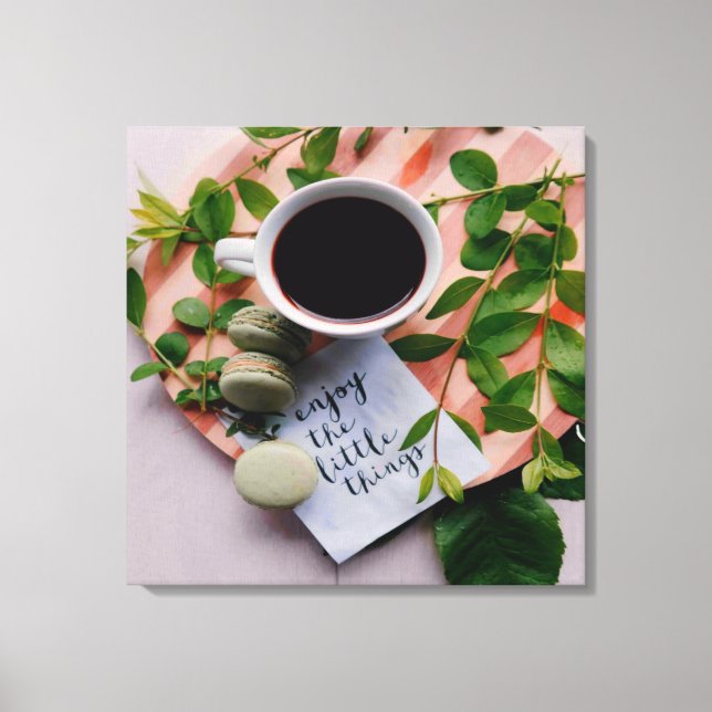 Toile Profitez Des Petites Choses Café Cookies Paix (Recto)