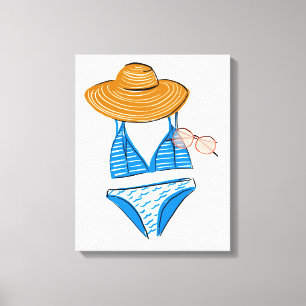 Toile Profitez du soleil - maillot de bain bleu