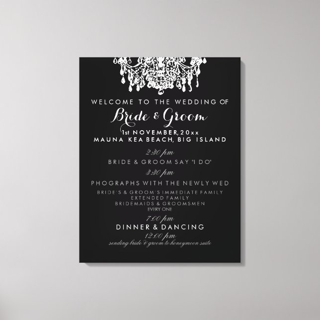 Toile Programme de mariage de lustre PixDezines (Recto)