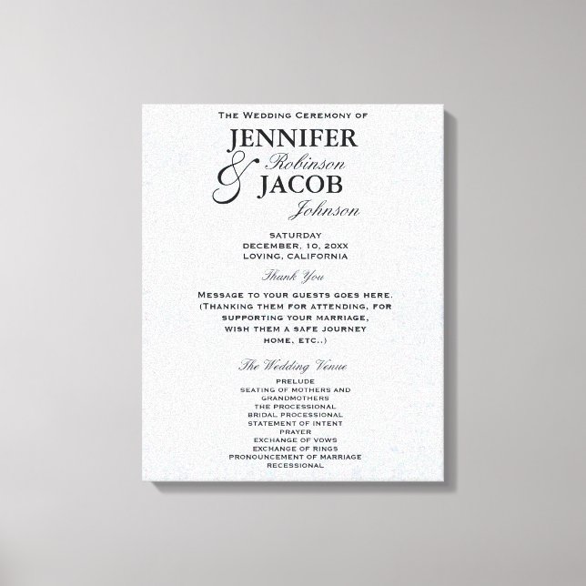 Toile Programme de mariage | Soft Silver Parties scintil (Recto)