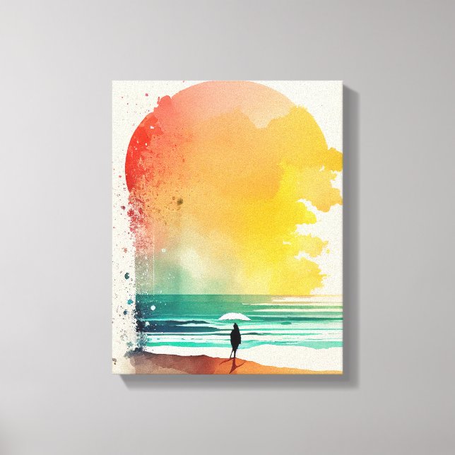 Toile Promenade dans les Waves Abstrait Beach Art (Recto)