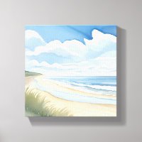 Promenade du bord de mer | Aquarelle de l'océan cô