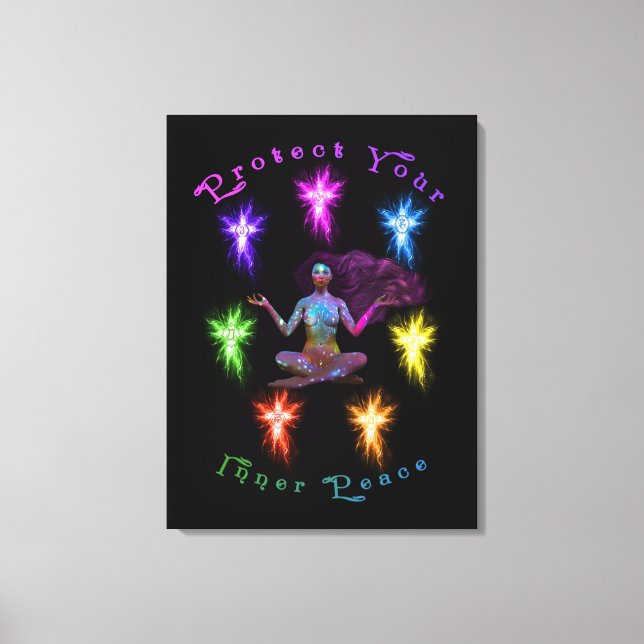 Toile Protégez votre femme de paix intérieure Chakra (Recto)
