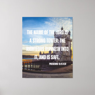 Toile Proverbes 18:10 Bible Verse Canvas Mur Art