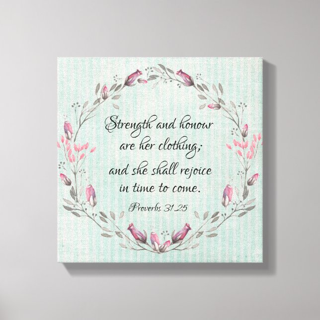 Toile Proverbes 31.25 KJV Bible Verse (Recto)