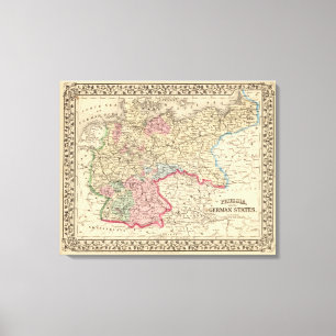 Toile Prusse, États allemands Carte par Mitchell
