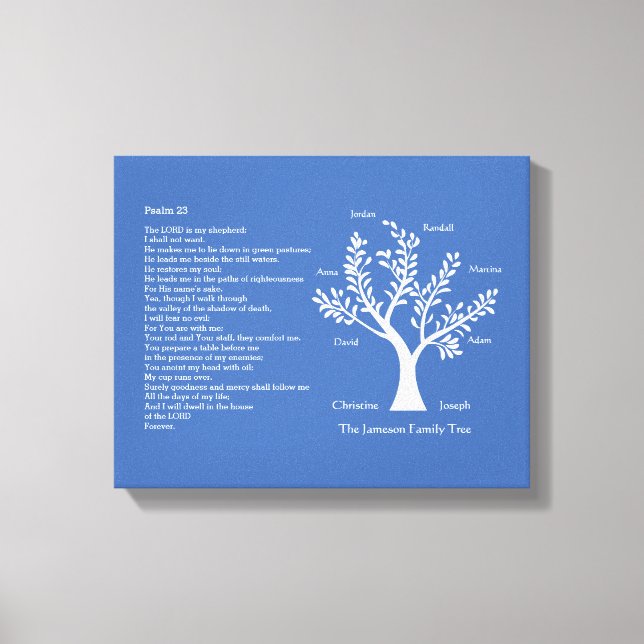 Toile Psaume 23 NKJV avec arbre généalogique, (Recto)