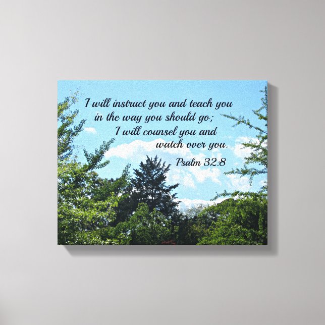 Toile Psaume 32:8 Je vous instruirai et vous enseignerai (Recto)