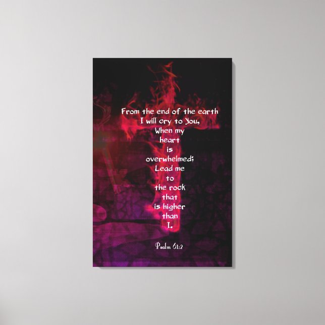 Toile Psaume 61:2 Verse Bible Citation Inspirationnelle (Recto)