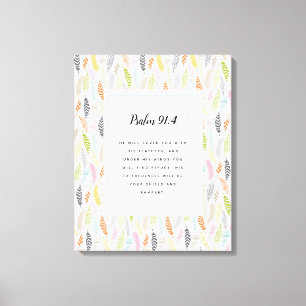 Toile Psaume 91:4 Ecriture et plume Design Art Imprimer