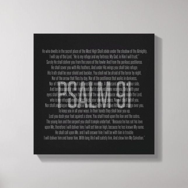 Toile Psaume 91 Ecriture Noire & Blanc Art Moderne Mur (Recto)
