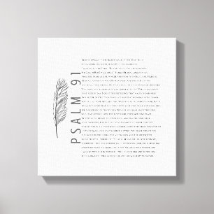 Toile Psaume 91 Moderne Noir Blanc Plumes Bible Verse