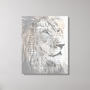 Toile Psaume 91 Tête de Lion Rustique Versets de la Bibl