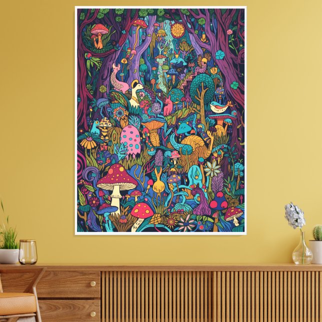 Toile Psychedelic woodland canvas print (Insitu(Salon))