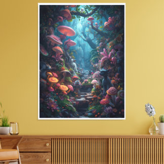 Toile Psychedelic woodland canvas print