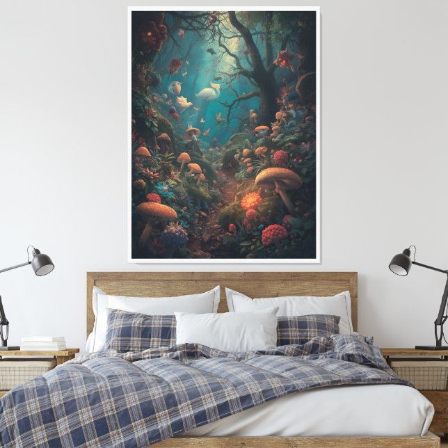 Toile Psychedelic woodland canvas print (Insitu(Chambre))